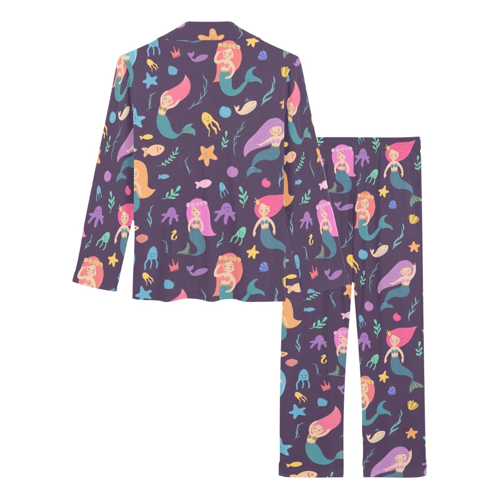 beautiful mermaid Fish jellyfish algae other marin Women's Long Pajama Set