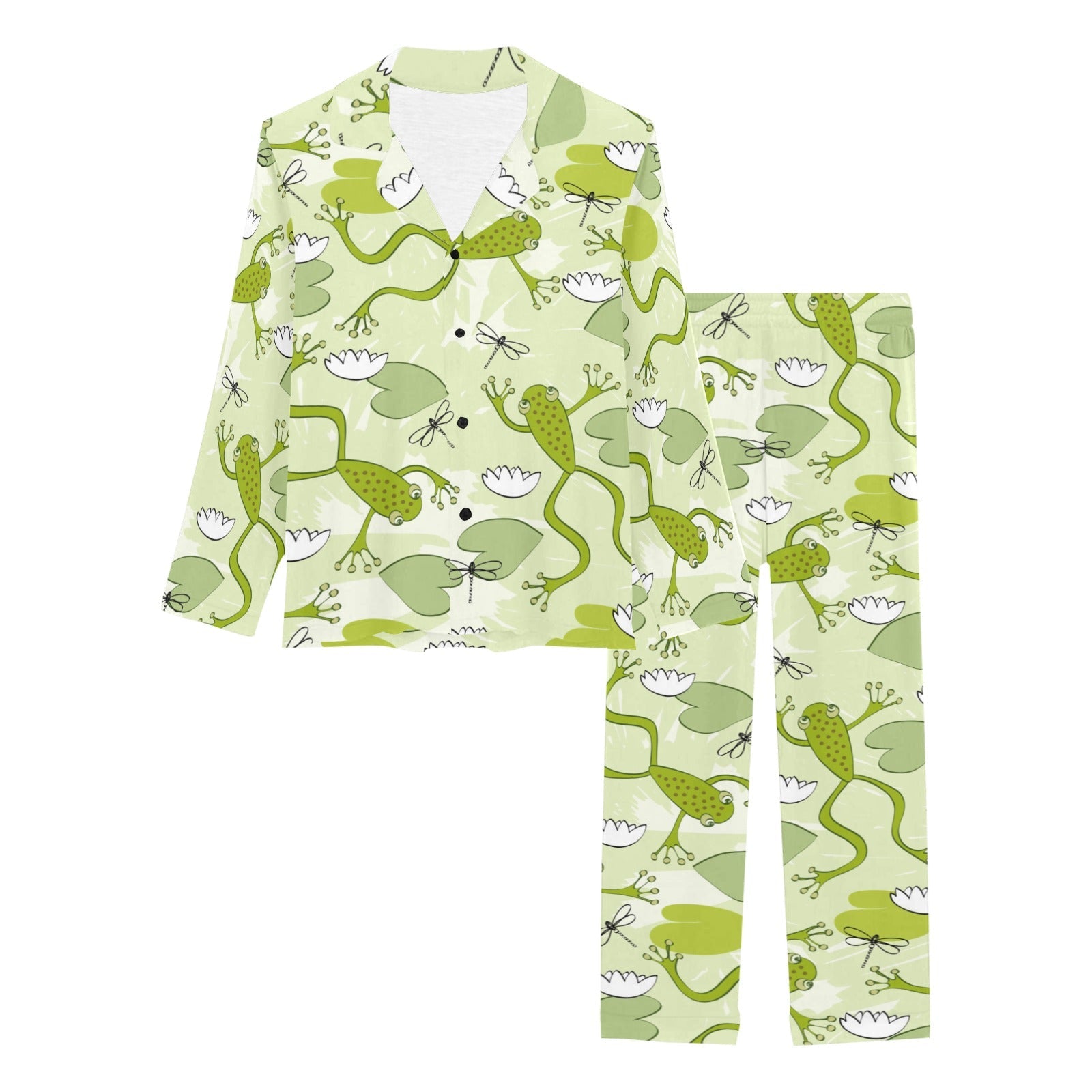 Cute frog dragonfly pattern Women's Long Pajama Set