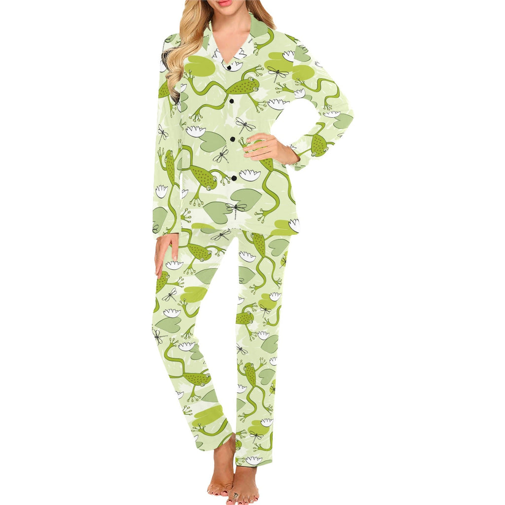 Cute frog dragonfly pattern Women's Long Pajama Set