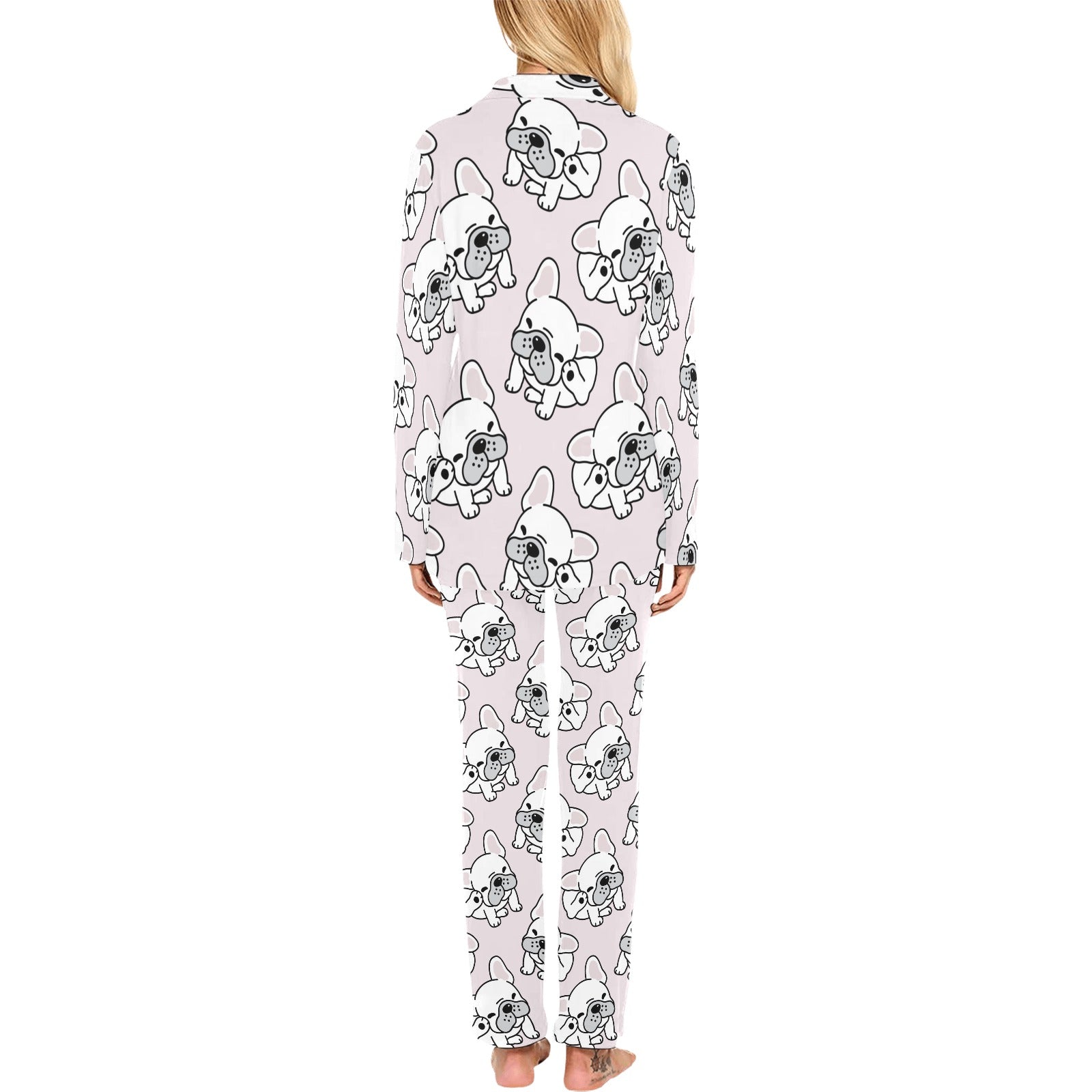 Cute french bulldog pattern Women's Long Pajama Set