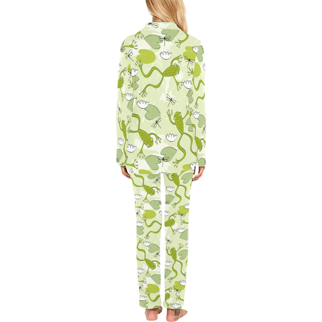 Cute frog dragonfly pattern Women's Long Pajama Set