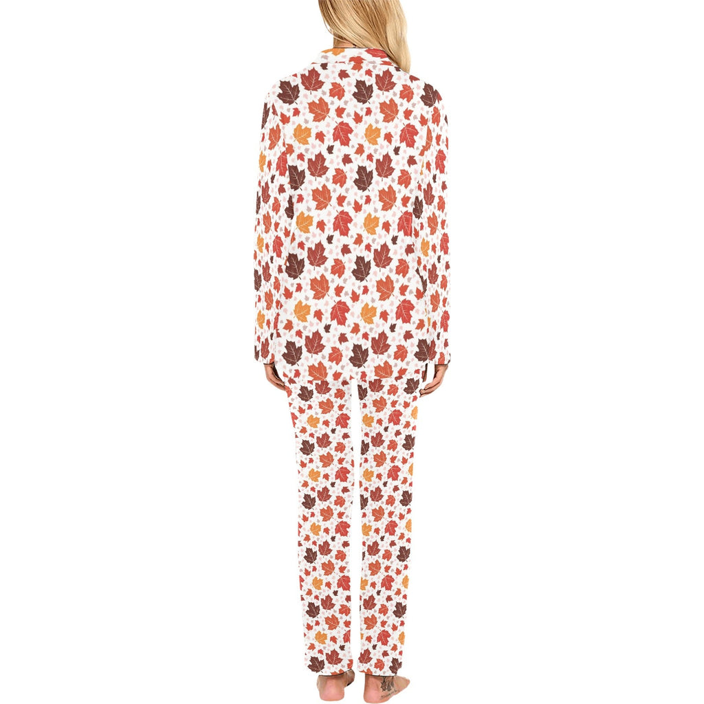 Colorful Maple Leaf pattern Women's Long Pajama Set
