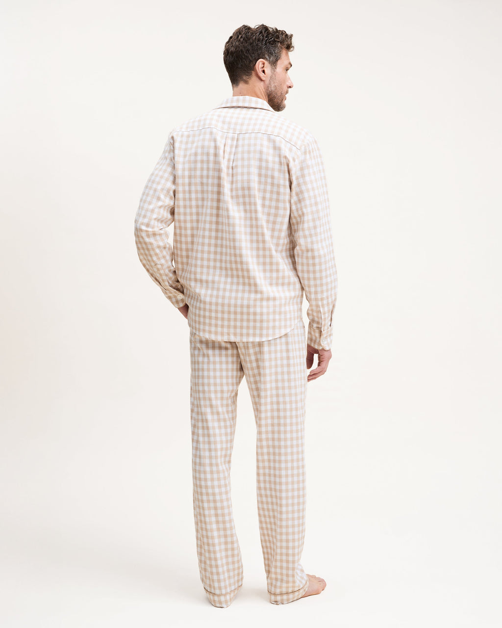 Men's Twill Pajama Set in Camel Gingham