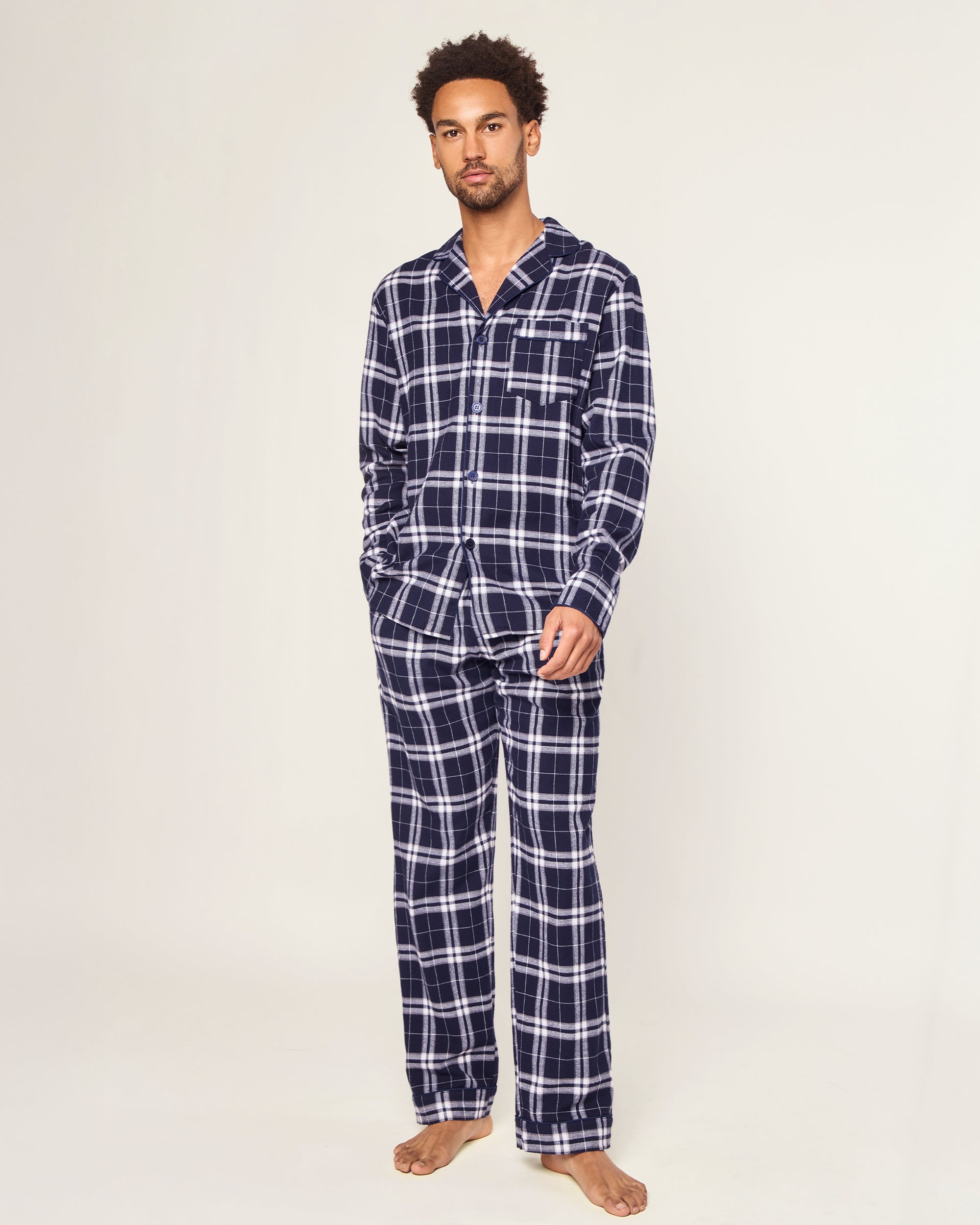 Men's Brushed Twill Pajama Set in Oxford Tartan