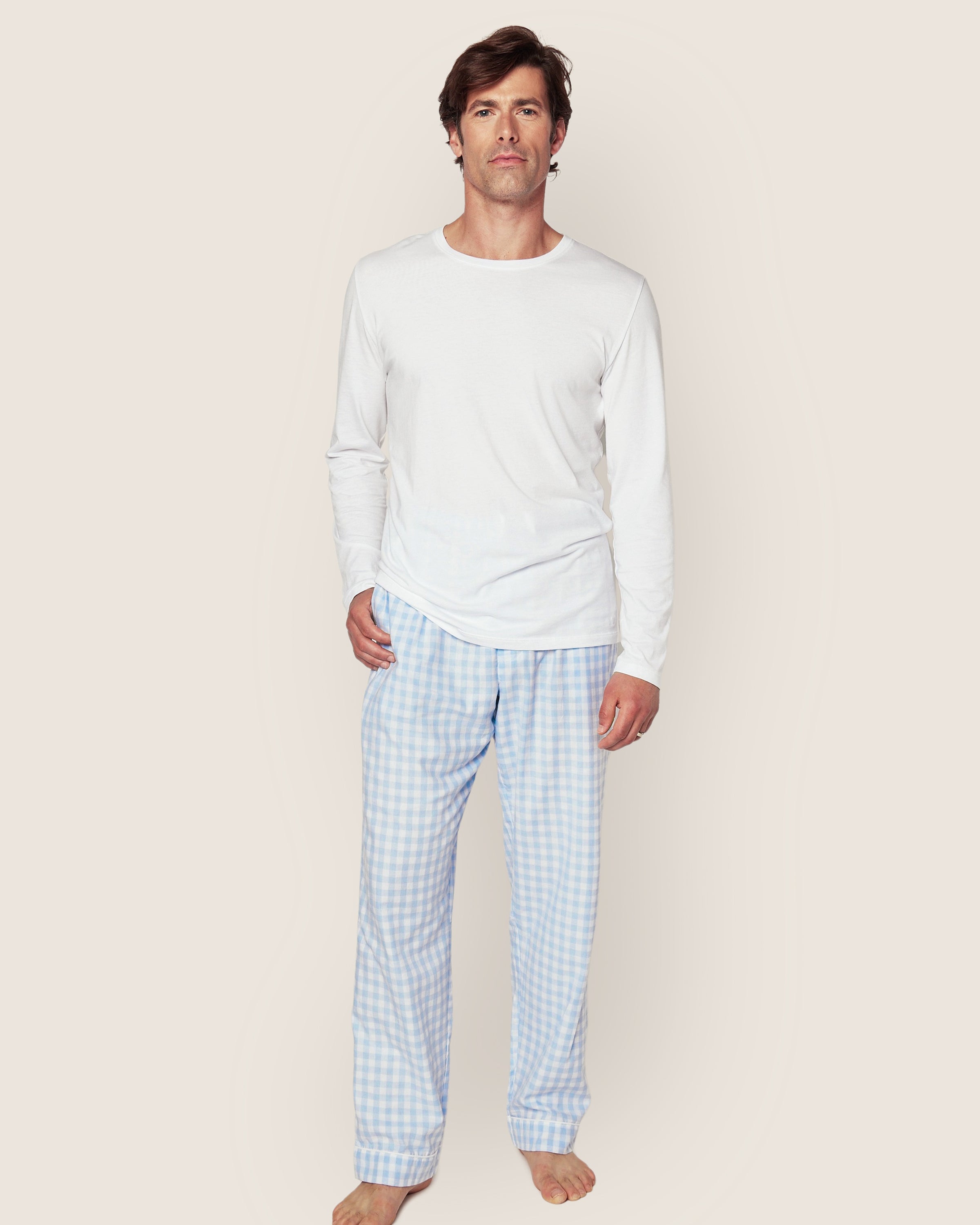 Men's Twill Pajama Pant in Light Blue Gingham