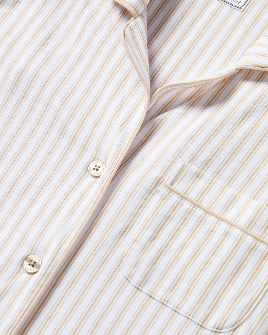 Men's Pima Pajama Set in Camel Ticking