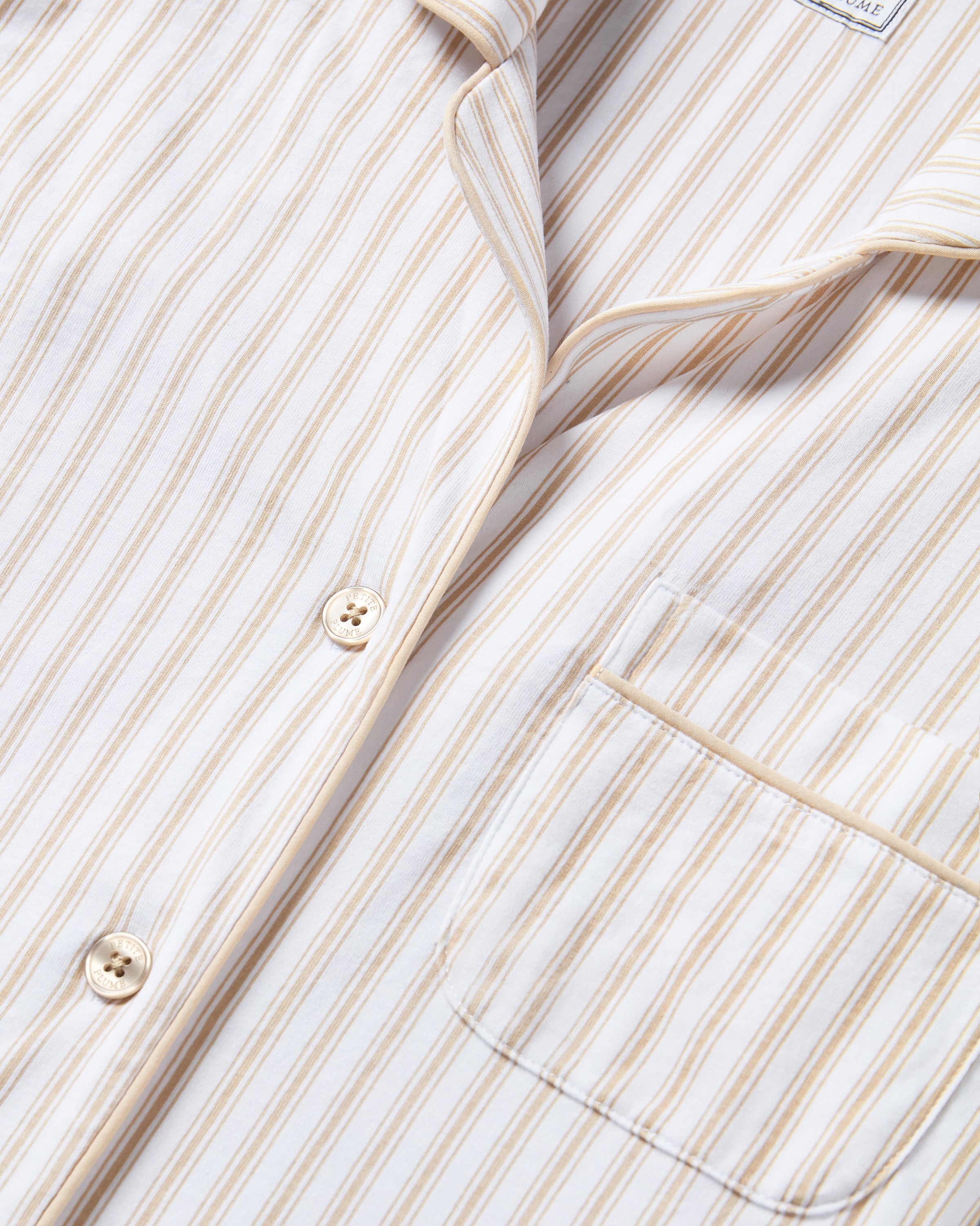 Men's Pima Pajama Set in Camel Ticking