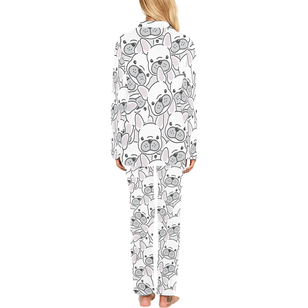 Cute french bulldog head pattern Women's Long Pajama Set