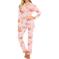 Cute fox pattern pink background Women's Long Pajama Set
