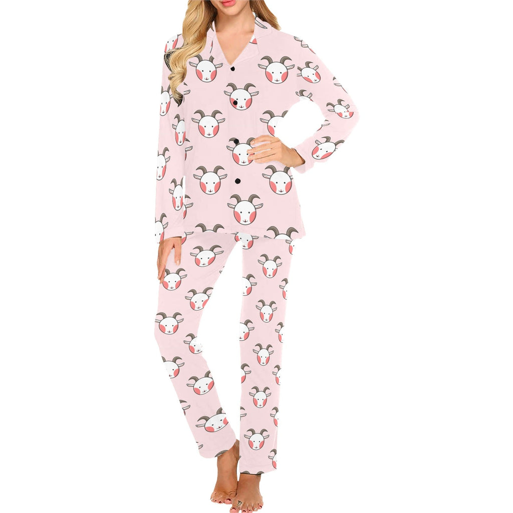 Cute goat pattern Women's Long Pajama Set